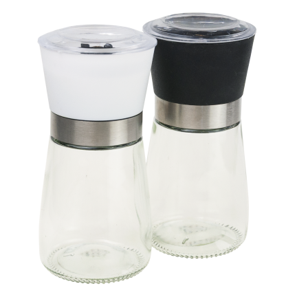 TG80298 Adjustable Glass Pepper, Salt, and Spice Mill Set (2-piece set)