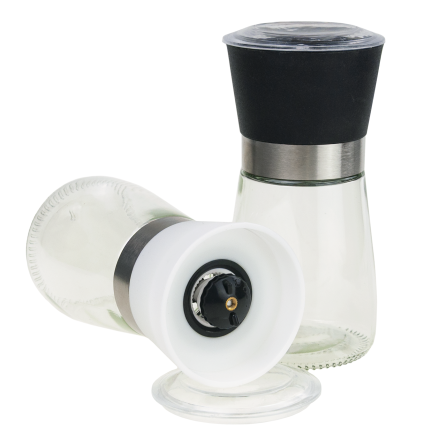 TG80298 Adjustable Glass Pepper, Salt, and Spice Mill Set (2-piece set)
