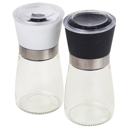 TG80298 Adjustable Glass Pepper, Salt, and Spice Mill Set (2-piece set)