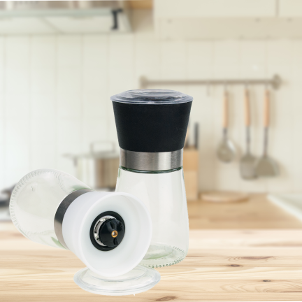 TG80298 Adjustable Glass Pepper, Salt, and Spice Mill Set (2-piece set)