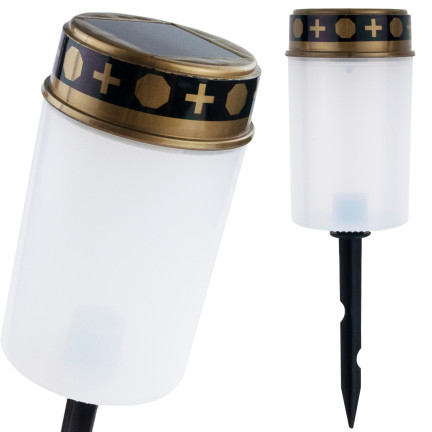 TG80339-1 SOLÁRNÍ LED SVÍČKA HROB LAMPA HŘBITOV SOCHA TEPLÉ SVĚTLO
