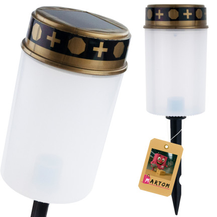 TG80339-1 SOLÁRNÍ LED SVÍČKA HROB LAMPA HŘBITOV SOCHA TEPLÉ SVĚTLO