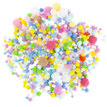 TG80413 DEKORATIVE POMPONS PASTELL MINI MIX 1-3CM 450STK