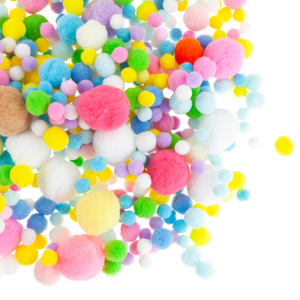TG80413 DEKORATIVE POMPONS PASTELL MINI MIX 1-3CM 450STK