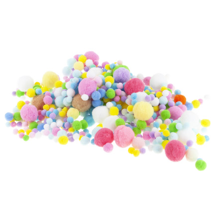 TG80413 DEKORATIVE POMPONS PASTELL MINI MIX 1-3CM 450STK