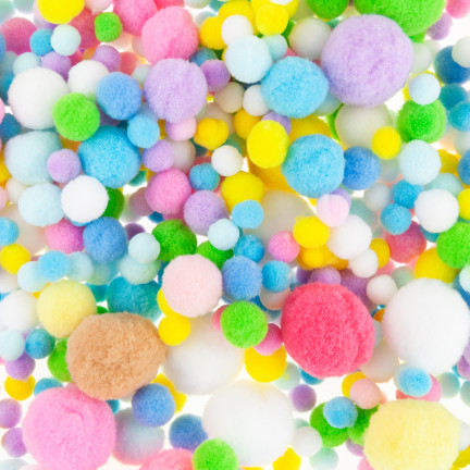 TG80413 DEKORATIVE POMPONS PASTELL MINI MIX 1-3CM 450STK