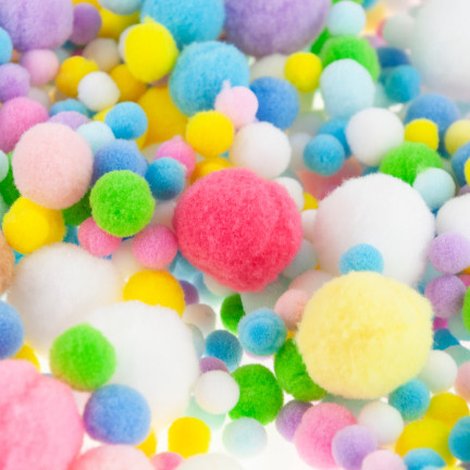 TG80413 DEKORATIVE POMPONS PASTELL MINI MIX 1-3CM 450STK