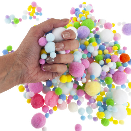 TG80413 DEKORATIVE POMPONS PASTELL MINI MIX 1-3CM 450STK