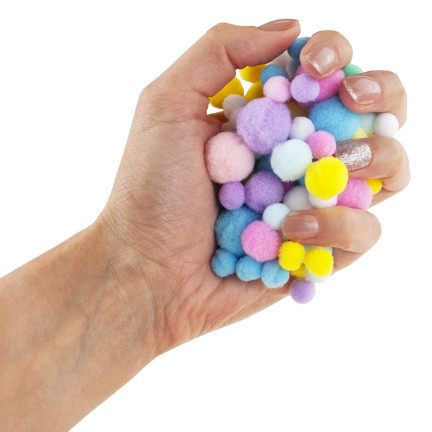 TG80413 DEKORATIVE POMPONS PASTELL MINI MIX 1-3CM 450STK
