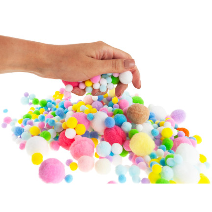 TG80413 DEKORATIVE POMPONS PASTELL MINI MIX 1-3CM 450STK