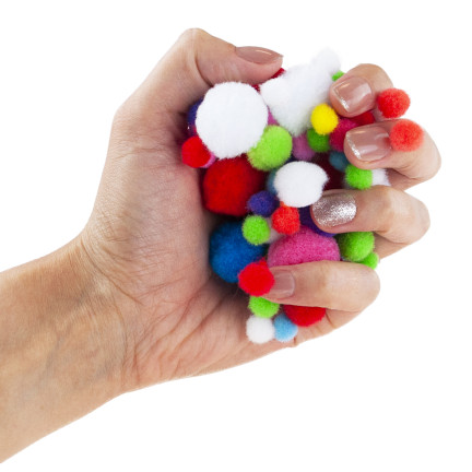 TG80414 Creative plush pom-poms, assorted colors and sizes, for crafts, 1–3 cm, set of 450 pieces