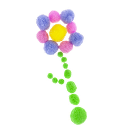 TG80414 Creative plush pom-poms, assorted colors and sizes, for crafts, 1–3 cm, set of 450 pieces
