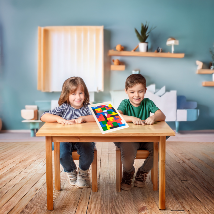 TG80424 DŘEVĚNÉ PUZZLE TETRIS TANGRAM MONTESORI