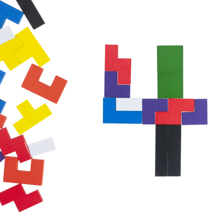 TG80424 DŘEVĚNÉ PUZZLE TETRIS TANGRAM MONTESORI