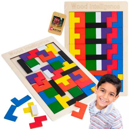 TG80424 DŘEVĚNÉ PUZZLE TETRIS TANGRAM MONTESORI