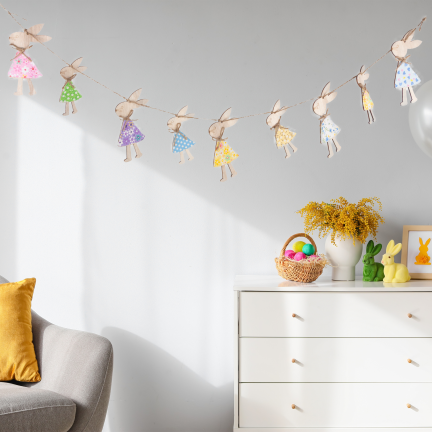 Easter garland, decorative chain, bunnies, 1 m