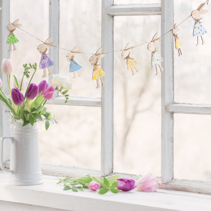 Easter garland, decorative chain, bunnies, 1 m
