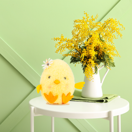 Decorative chicken, Easter chick, table decoration, fluffy, 13.5 cm