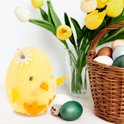 Decorative chicken, Easter chick, table decoration, fluffy, 13.5 cm