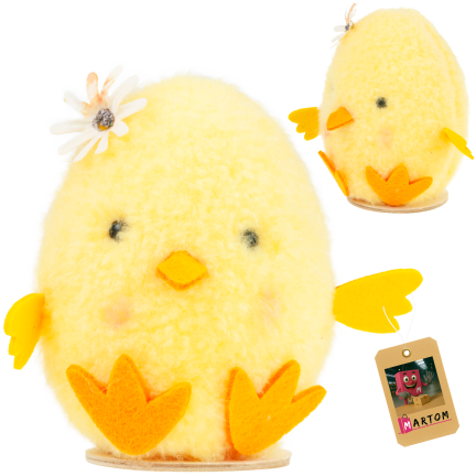 Decorative chicken, Easter chick, table decoration, fluffy, 13.5 cm