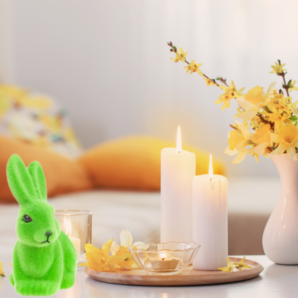 TG80588-14: Flocked green Easter bunny with a satin bow
