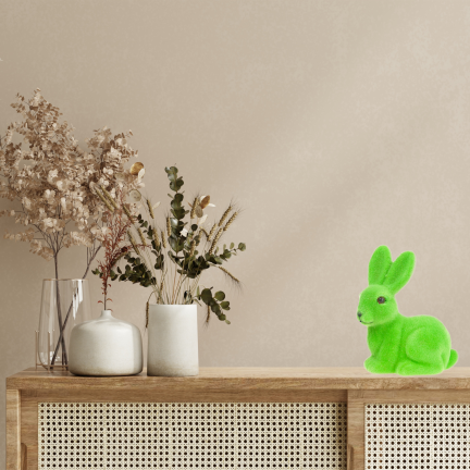 TG80588-14: Flocked green Easter bunny with a satin bow
