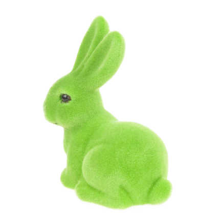 TG80588-14: Flocked green Easter bunny with a satin bow