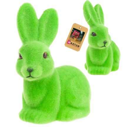 TG80588-14: Flocked green Easter bunny with a satin bow