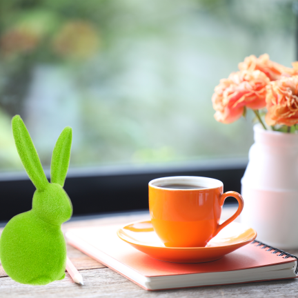 TG80591-14: Flocked green Easter bunny with a satin bow