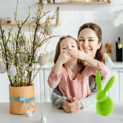 TG80591-14: Flocked green Easter bunny with a satin bow