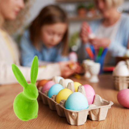 TG80591-14: Flocked green Easter bunny with a satin bow