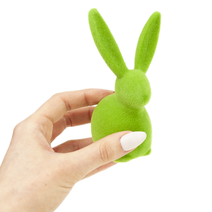 TG80591-14: Flocked green Easter bunny with a satin bow