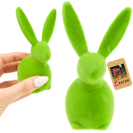 TG80591-14: Flocked green Easter bunny with a satin bow
