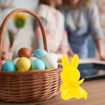 TG80610-3: Flocked Easter bunny in yellow with a satin bow