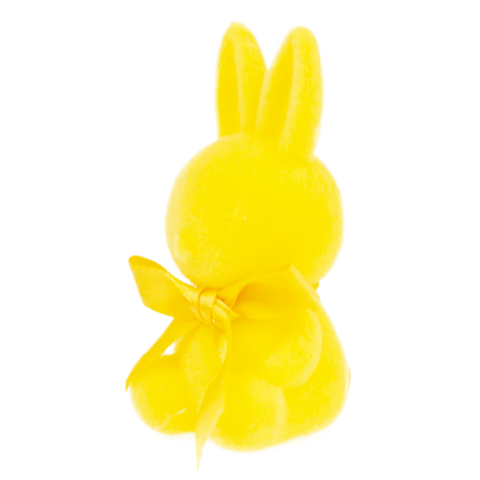TG80610-3: Flocked Easter bunny in yellow with a satin bow