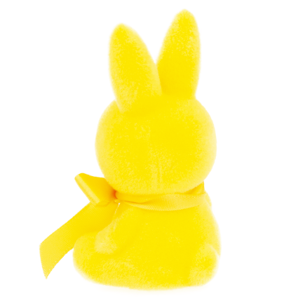 TG80610-3: Flocked Easter bunny in yellow with a satin bow