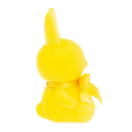 TG80610-3: Flocked Easter bunny in yellow with a satin bow