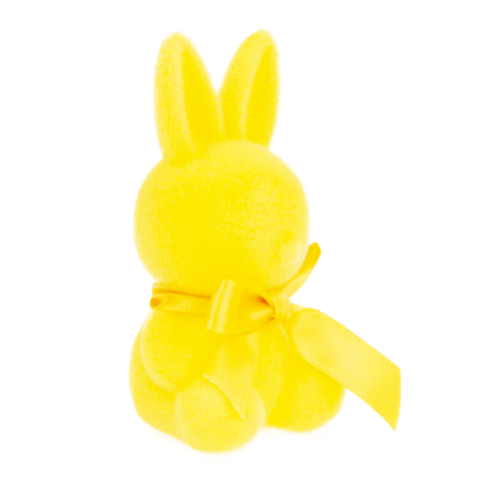 TG80610-3: Flocked Easter bunny in yellow with a satin bow