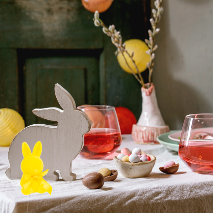 TG80610-3: Flocked Easter bunny in yellow with a satin bow