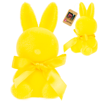 TG80610-3: Flocked Easter bunny in yellow with a satin bow