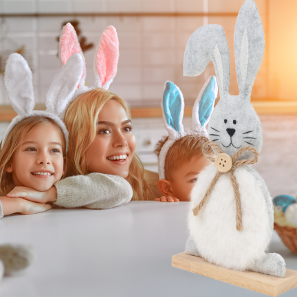 Easter decoration, wooden rabbit figurine, 21 cm