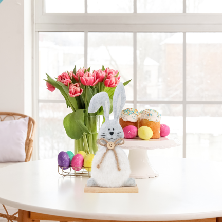 Easter decoration, wooden rabbit figurine, 21 cm