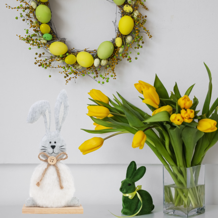 Easter decoration, wooden rabbit figurine, 21 cm