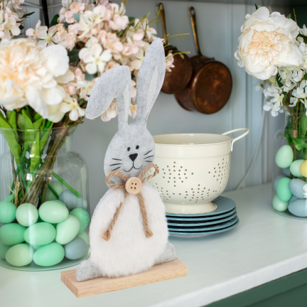Easter decoration, wooden rabbit figurine, 21 cm