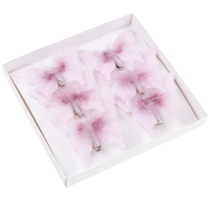 Butterfly clips, curtain decorations, spring-themed, pastel pink, set of 6