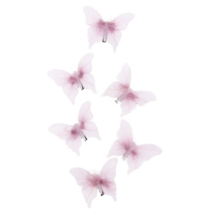 Butterfly clips, curtain decorations, spring-themed, pastel pink, set of 6