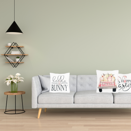 TG81305 - Set of 4 velvet Easter pillowcases, 45x45 cm, with decorative bunnies