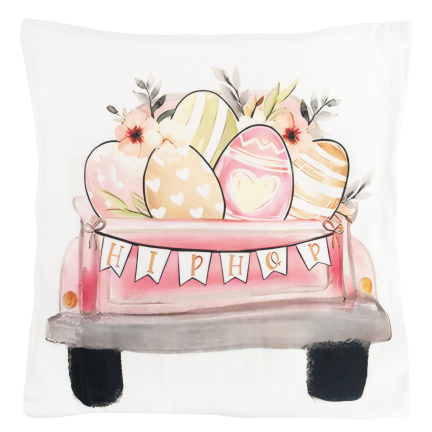 TG81305 - Set of 4 velvet Easter pillowcases, 45x45 cm, with decorative bunnies
