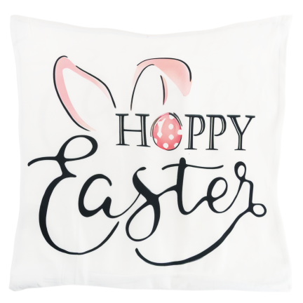 TG81305 - Set of 4 velvet Easter pillowcases, 45x45 cm, with decorative bunnies