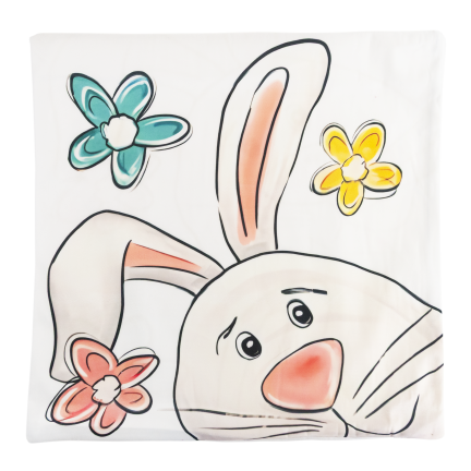 TG81308 - Set of 4 decorative Easter velour pillowcases, 45x45 cm, featuring bunnies